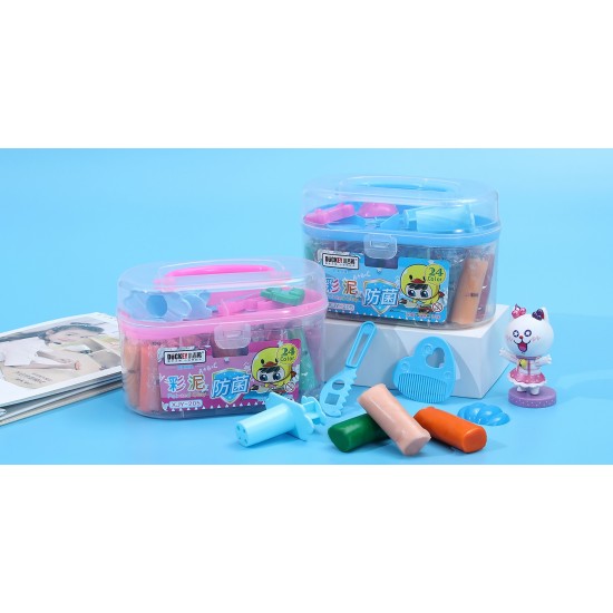 طين صلصال 24 لون اصبع كبير + ادوات سطل كبير بيضاوي